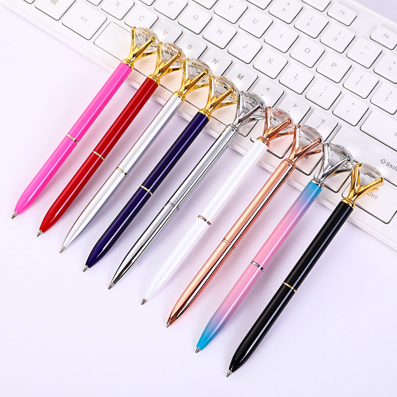Student Creative Crystal Diamond ballpoint pen advertising pen carved LOGO cross-border large diamond pen metal ballpoint pen