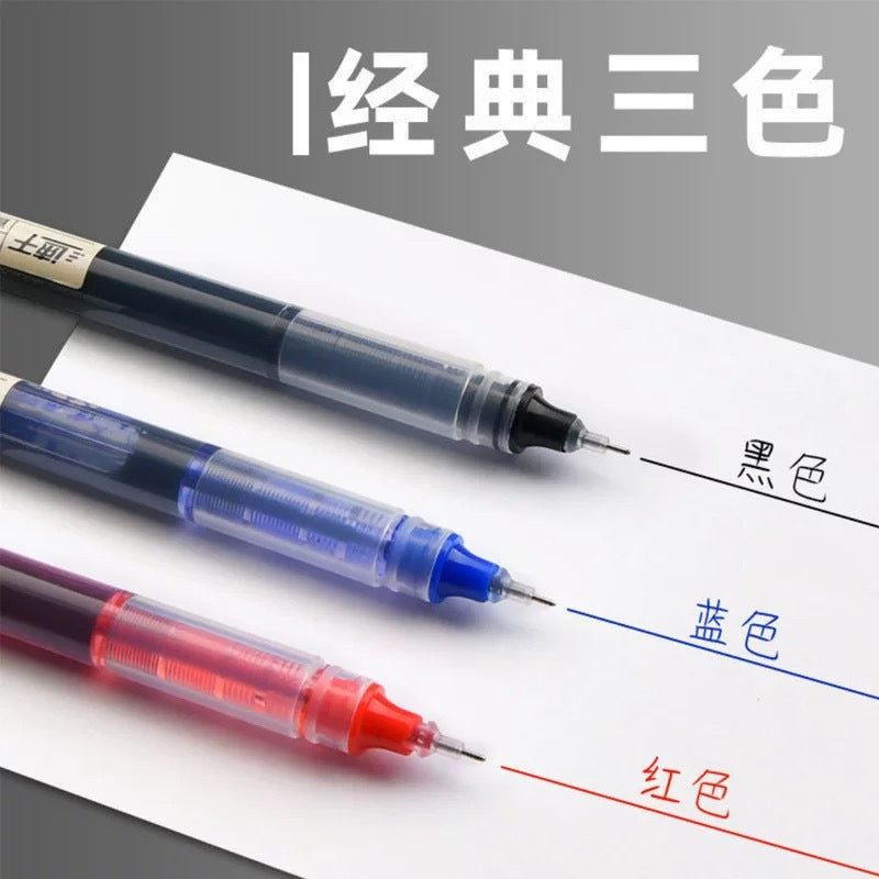 Direct Liquid Rollerball Pen, Quick-Drying Black Pen, Student Pen, Office Gel Pen, Large Capacity 0.5mm Exam Pen