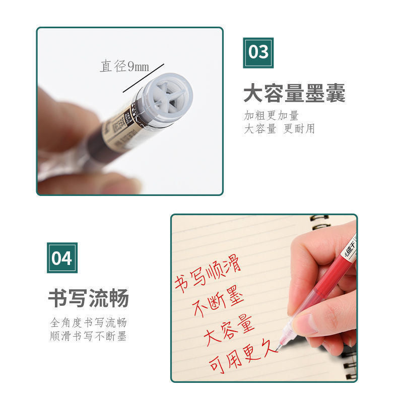 Direct Liquid Rollerball Pen, Quick-Drying Black Pen, Student Pen, Office Gel Pen, Large Capacity 0.5mm Exam Pen