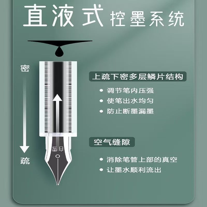 Baixue Fp10 Direct Liquid Color Fountain Pen, Quick-Drying, Ef Tip 0.38mm, Disposable, Large Capacity, No Need to Replace Ink Cartridges