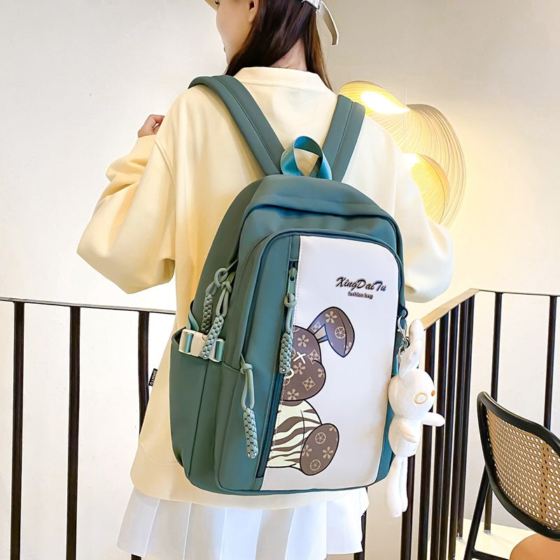 Casual college style large capacity Korean style student schoolbag 2024 new contrast color Korean style junior high school student backpack