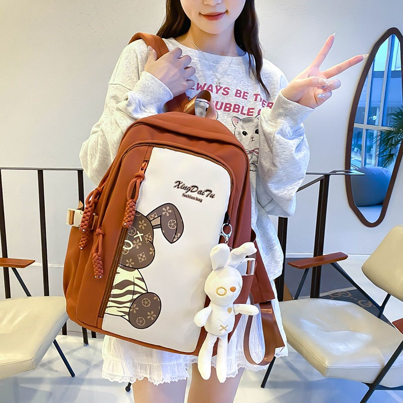 Casual college style large capacity Korean style student schoolbag 2024 new contrast color Korean style junior high school student backpack