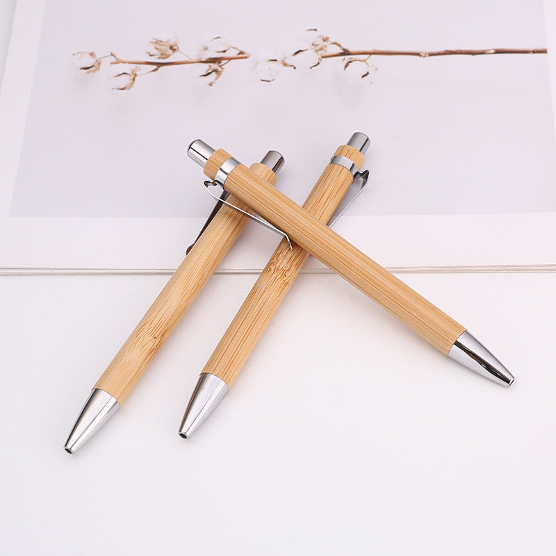 Diy simple bamboo ball pen fashion wood environmental protection business office gift pen can be printed logo in stock