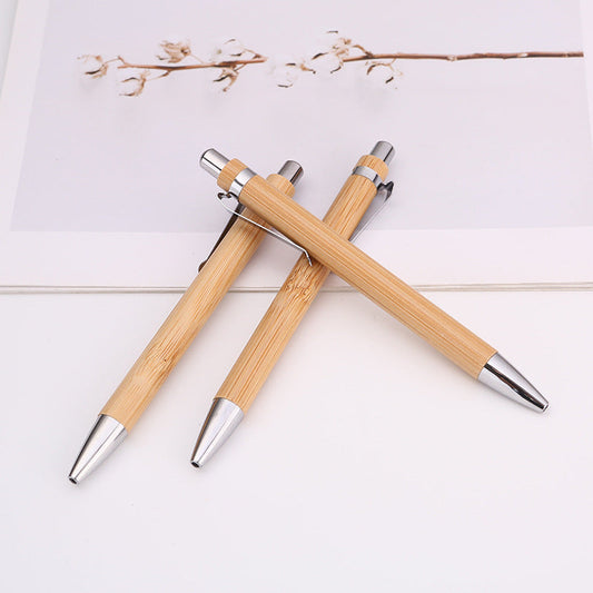 Diy simple bamboo ball pen fashion wood environmental protection business office gift pen can be printed logo in stock