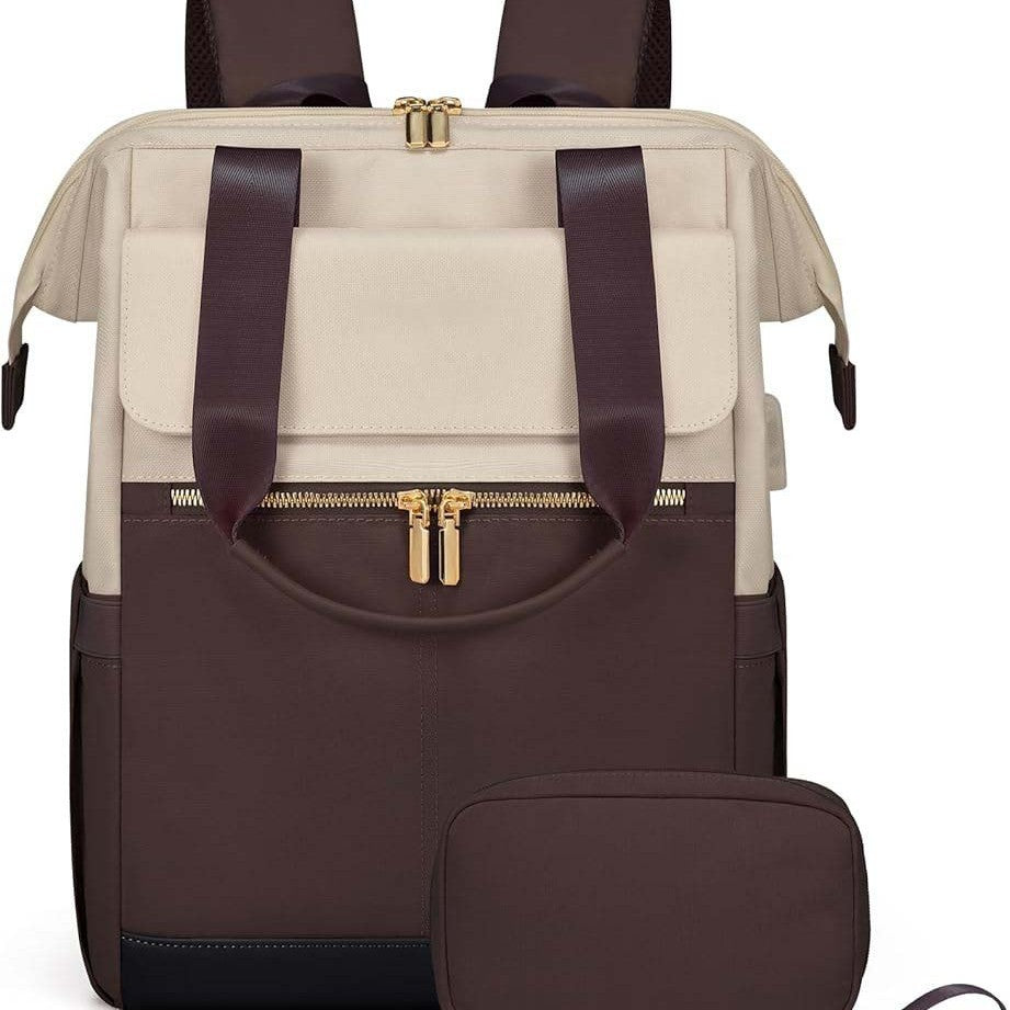 Spot Factory Cross-Border Simple Women's Travel Laptop Large-Capacity Luggage Contrasting Color Backpack