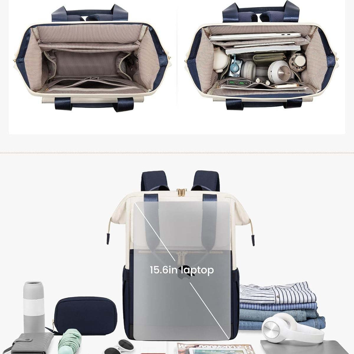 Spot Factory Cross-Border Simple Women's Travel Laptop Large-Capacity Luggage Contrasting Color Backpack