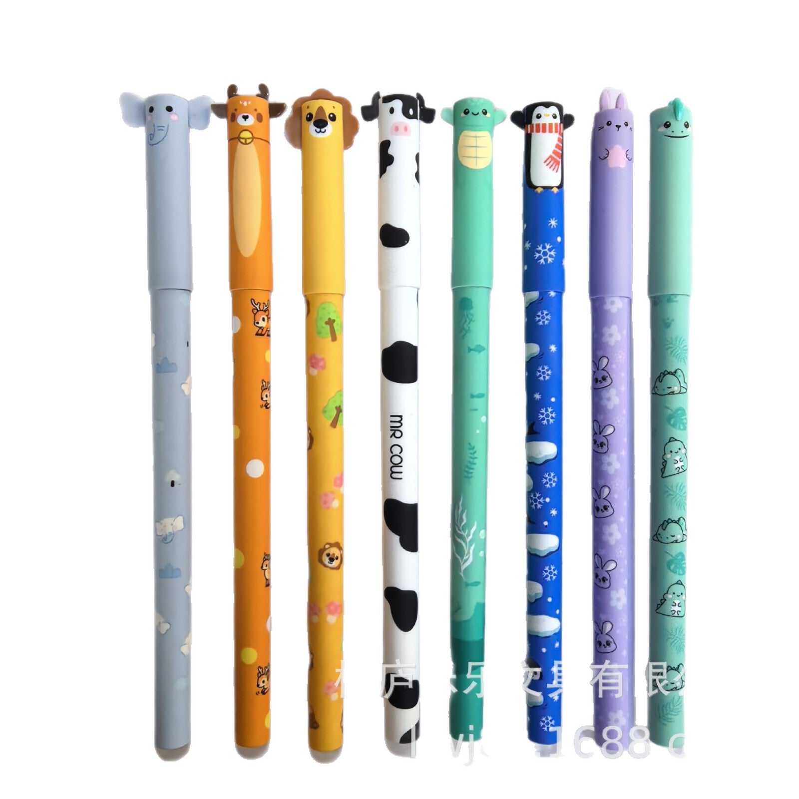New Popular Gel Erasable Pens with Colorful Ink Featuring Lions, Elephants, Deer, Cows, Dinosaurs, and Cartoon Designs