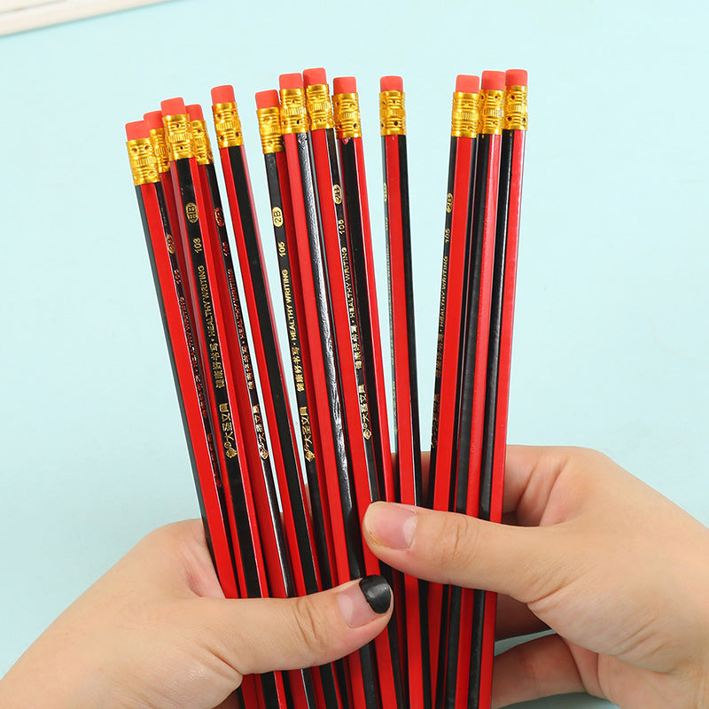 10 Pieces of Hb Pencils with Eraser, Hexagonal Wooden Shaft, Student Writing Practice Pencils, Children's Pencils, Hb2B Graphite Wooden