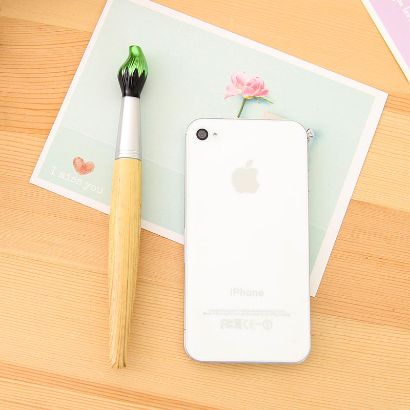 Brush Shape Creative Ballpoint Pen Oil Paint Brush Wooden Torch Pen Water Transfer Ball Pen