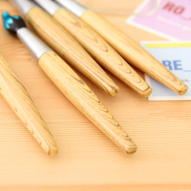 Brush Shape Creative Ballpoint Pen Oil Paint Brush Wooden Torch Pen Water Transfer Ball Pen