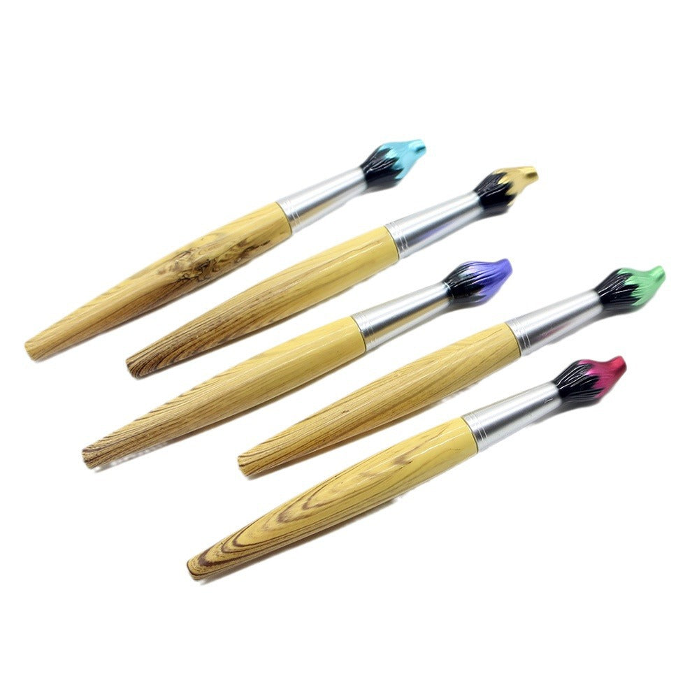 Brush Shape Creative Ballpoint Pen Oil Paint Brush Wooden Torch Pen Water Transfer Ball Pen