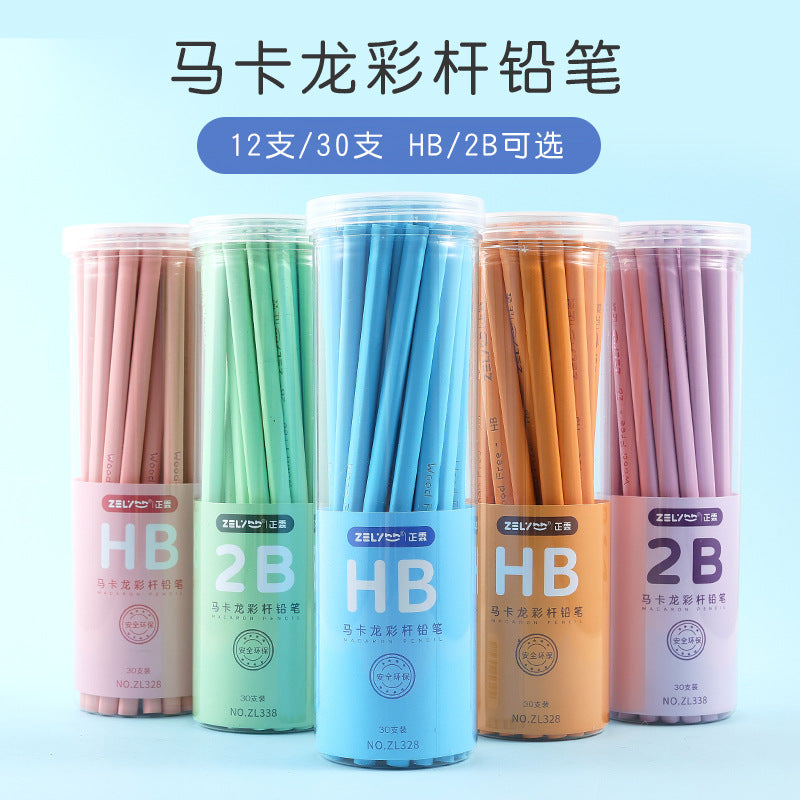 Pencil Wholesale Zhenglin Macaron Color Pole Safety Cross-Border Pencil Hb2B Triangle Pole Student Kidsren's Writing and Painting