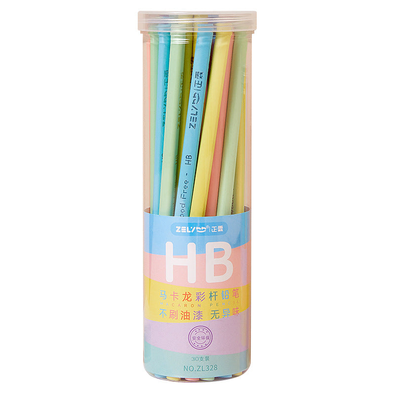 Pencil Wholesale Zhenglin Macaron Color Pole Safety Cross-Border Pencil Hb2B Triangle Pole Student Kidsren's Writing and Painting