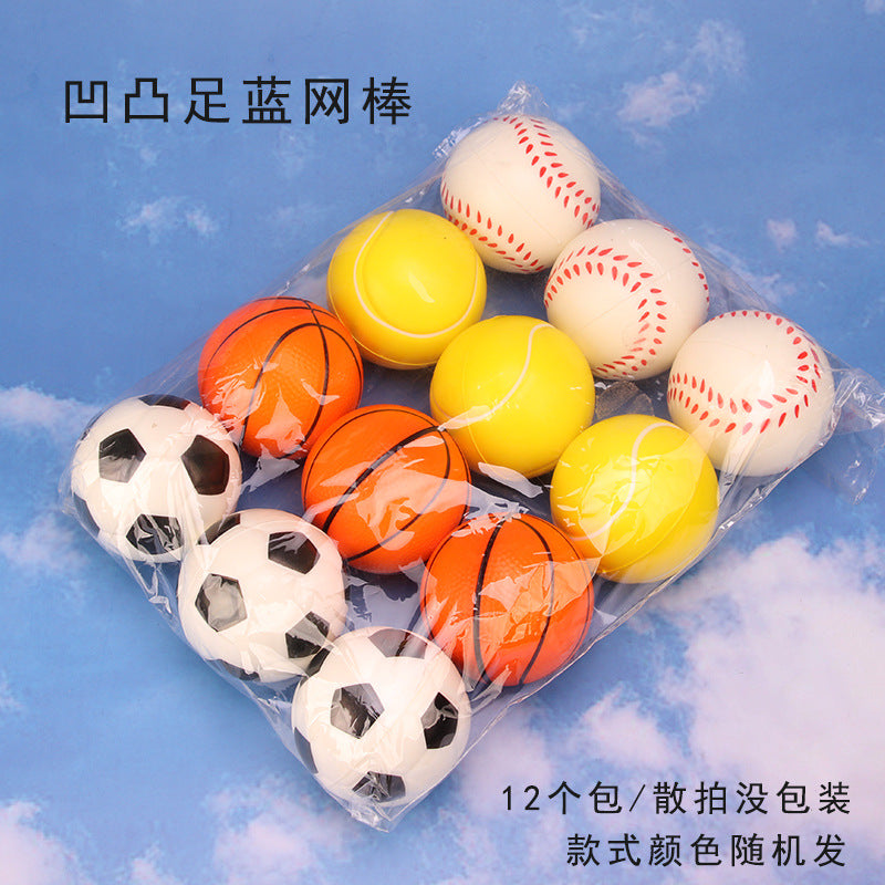 Cross-Border Concave and Convex 6.3 Solid Pu Sponge Pressure Basket Net Baseball Vent Full Printed Pu Ball Rehabilitation Exercise Ball