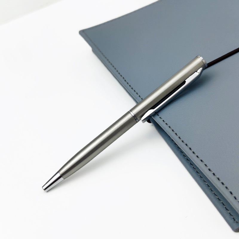 Stainless Steel Ballpoint Pen Laser Logo Rotating Short Small Round Ballpoint Pen 10cm Metal Ball Pen Flap Pocket Pants Mini Pen