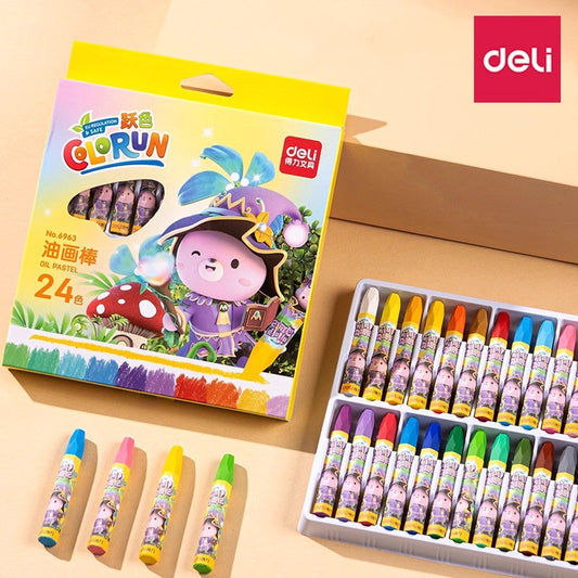 Deli 24-Colorful Oil Pastel Painting Crayon Kidsren's Kindergarten Graffiti 6963 Boxed Colorful Oil Pastel Hexagonal Box