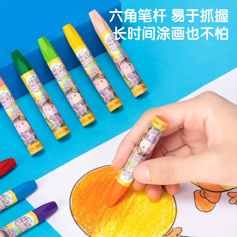 Deli 24-Colorful Oil Pastel Painting Crayon Kidsren's Kindergarten Graffiti 6963 Boxed Colorful Oil Pastel Hexagonal Box
