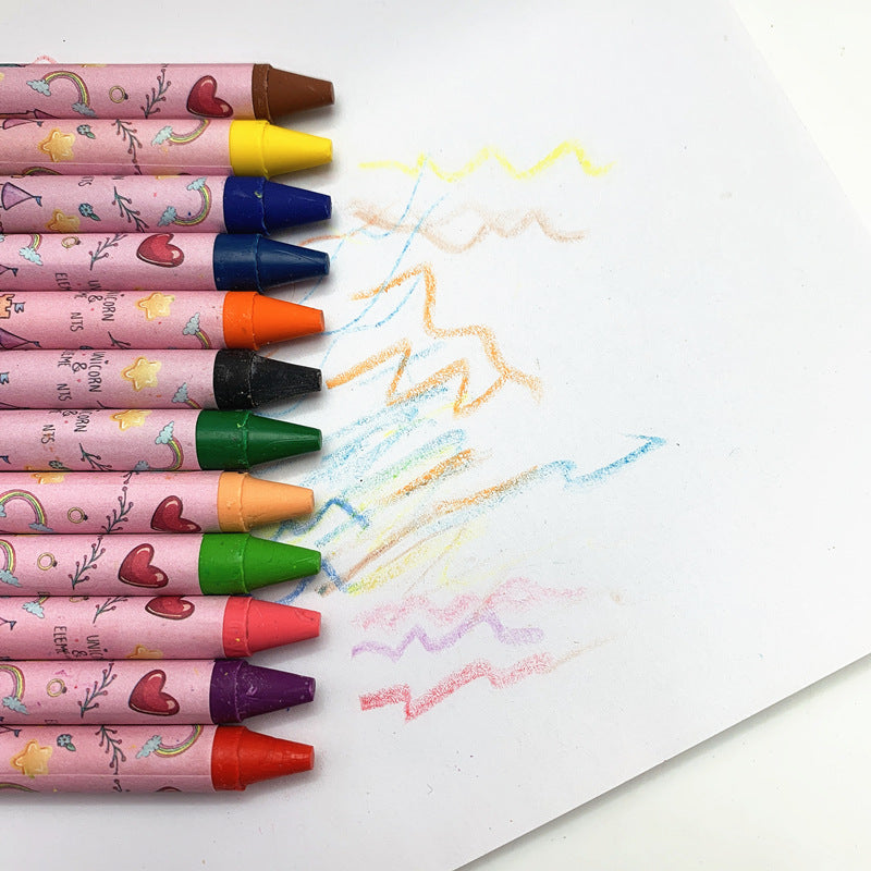 Primary school stationery crayon 12 color set cartoon kindergarten gift painting oil painting stick children small prize gift