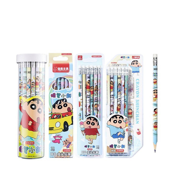 Crayon Shin-Chan Pencil Hole-Pen Hb2B Triangular Rod Posture-Correcting Pen for Kindergarten and Primary School Students' Writing