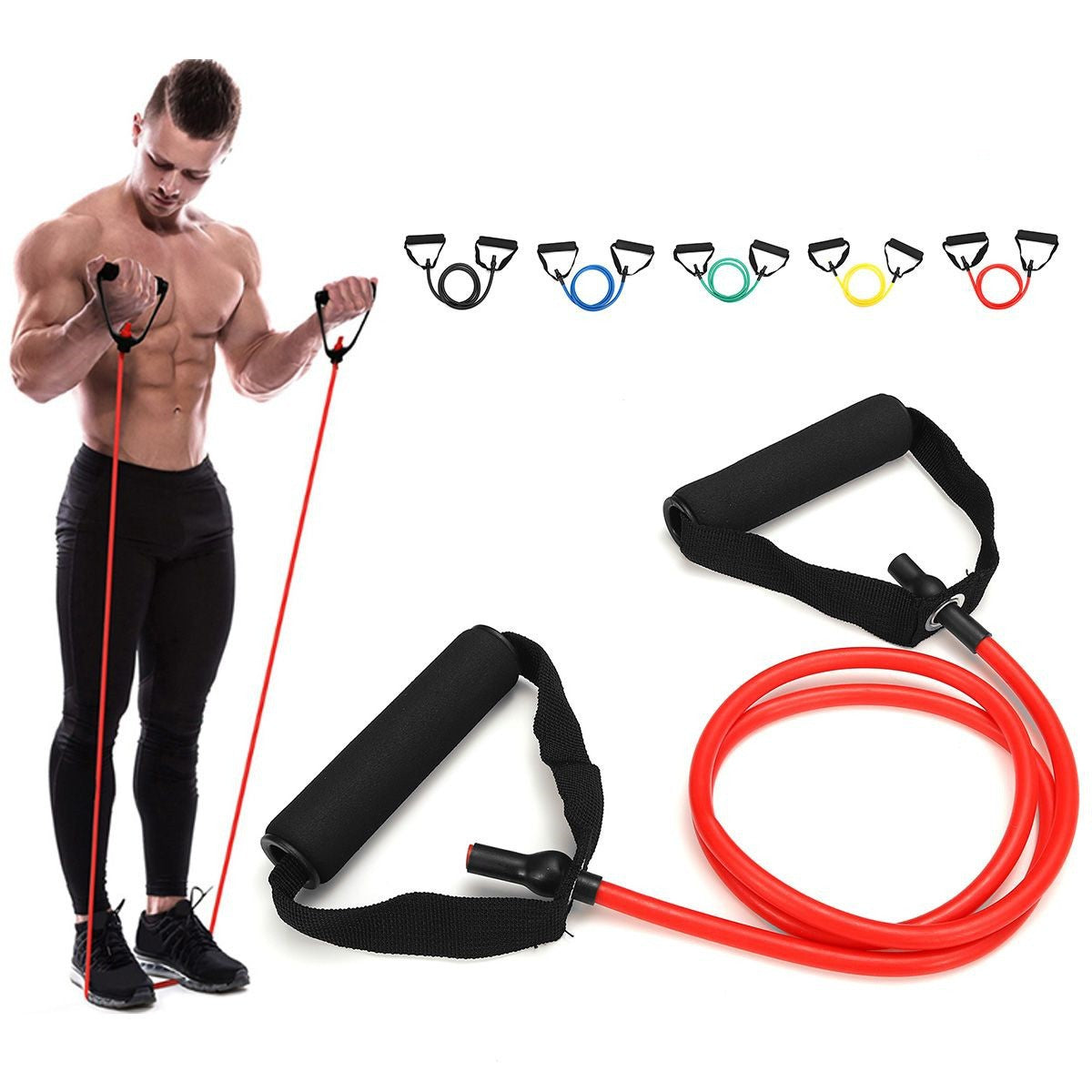 Latex Multifunctional Elastic Rope Tpe Yoga One-Line Slimming Back and Leg Puller for Men and Women Sports Strength Fitness