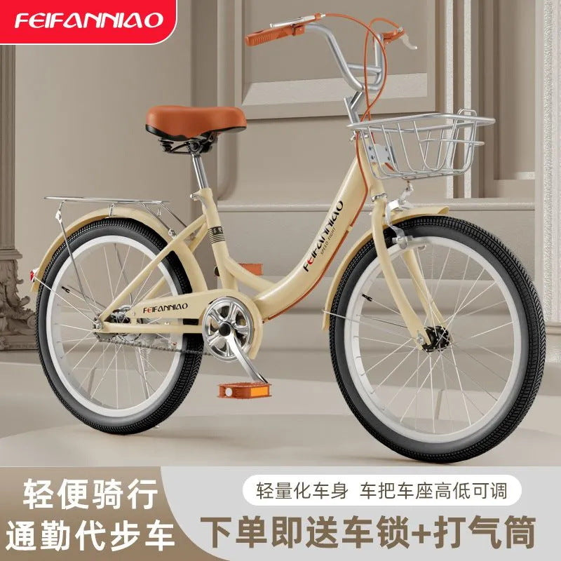 Adult Bicycle Women's Commuter Bike 20inch / 22inch / 24inch Lightweight Retro College Student Campus Bicycle for Transportation