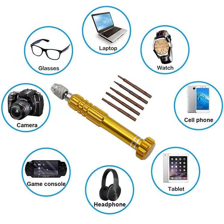 Five-in-one aluminum alloy screwdriver Apple Android 5-in-one screwdriver glasses Computer mobile phone disassembly screwdriver