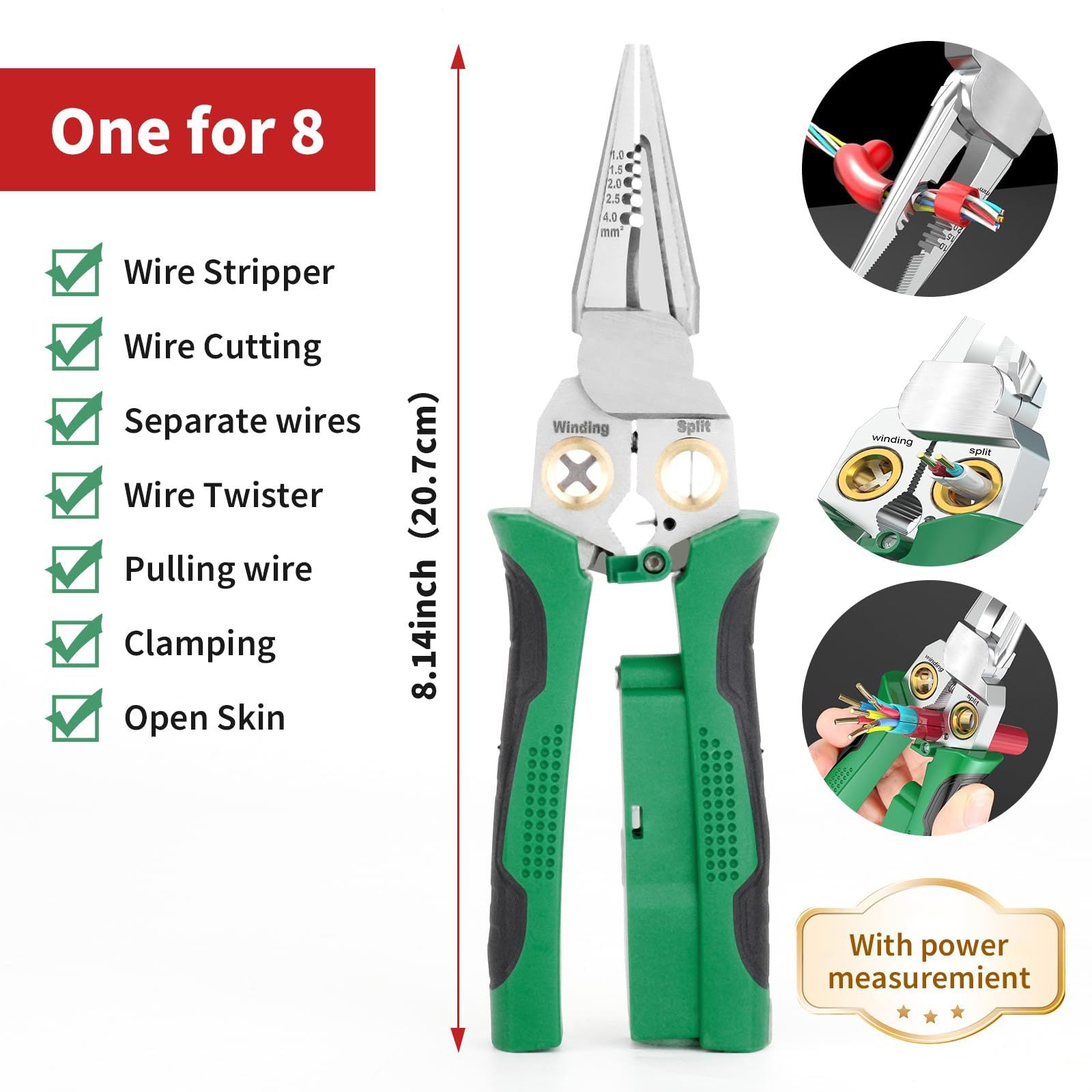 Cross-Border 8-in-1 Wire Crimping Wire Stripper with Voltage Detector and Dual Alarm Electrician Special Wire Stripping Pliers
