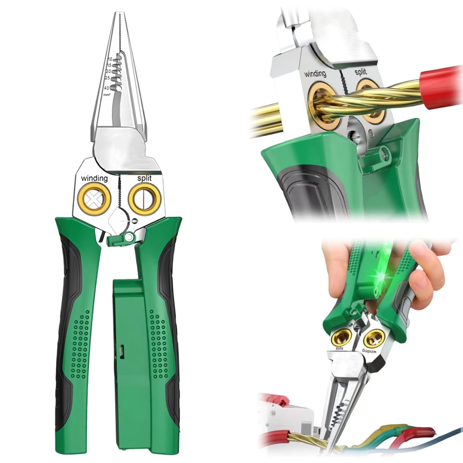 Cross-Border 8-in-1 Wire Crimping Wire Stripper with Voltage Detector and Dual Alarm Electrician Special Wire Stripping Pliers