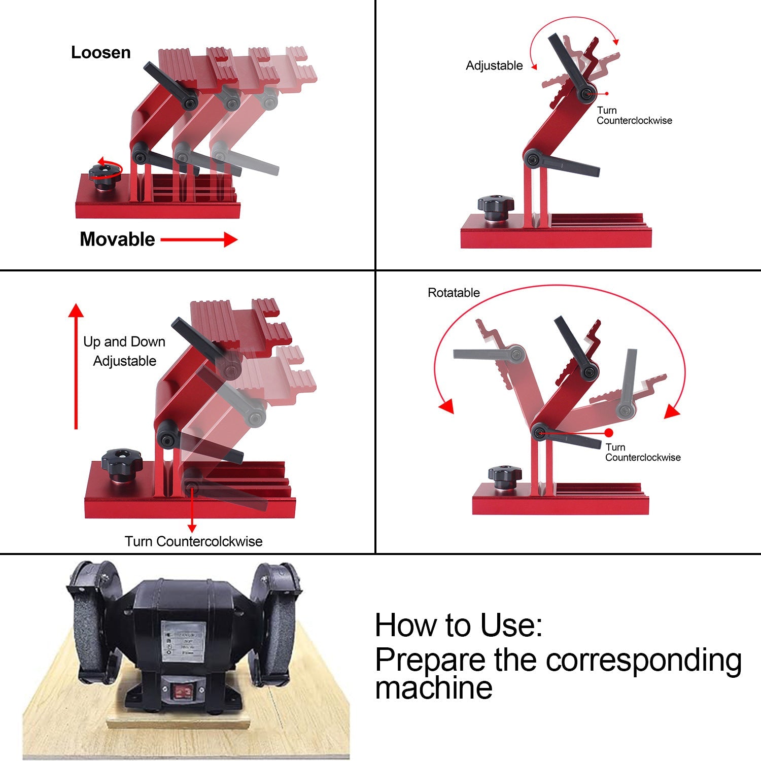 Applicable to 6/8 inch desktop grinder and tool grinder tool adjustable replacement tool grinding fixture