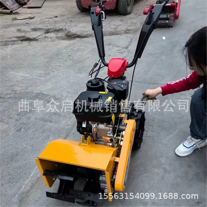 Diesel four-wheel drive micro-tiller gasoline multi-function tiller new small agricultural loose soil ditching high horsepower weeding