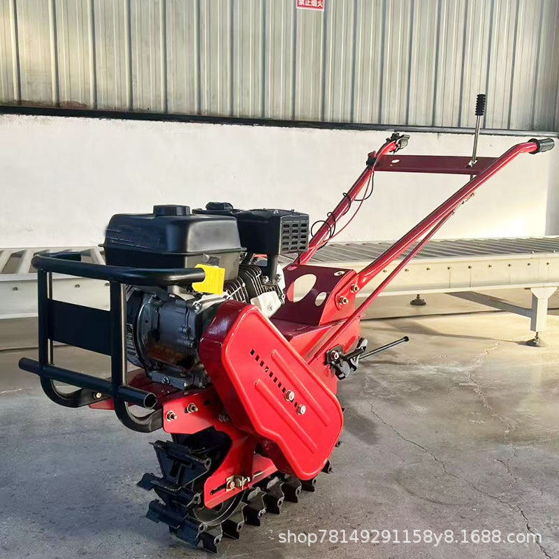 Crawler Chain Rail Type Little Red Bull Micro-Tiller Agricultural Trenching, Loosening, Fertilizing and Plowing Machine Diesel-Powered Micro-Tiller
