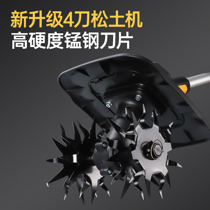 Cross-Border Lithium Battery Wireless Portable Micro-Tiller Small Agricultural Electric Tiller High-Power Handheld Telescopic Rotary Tiller