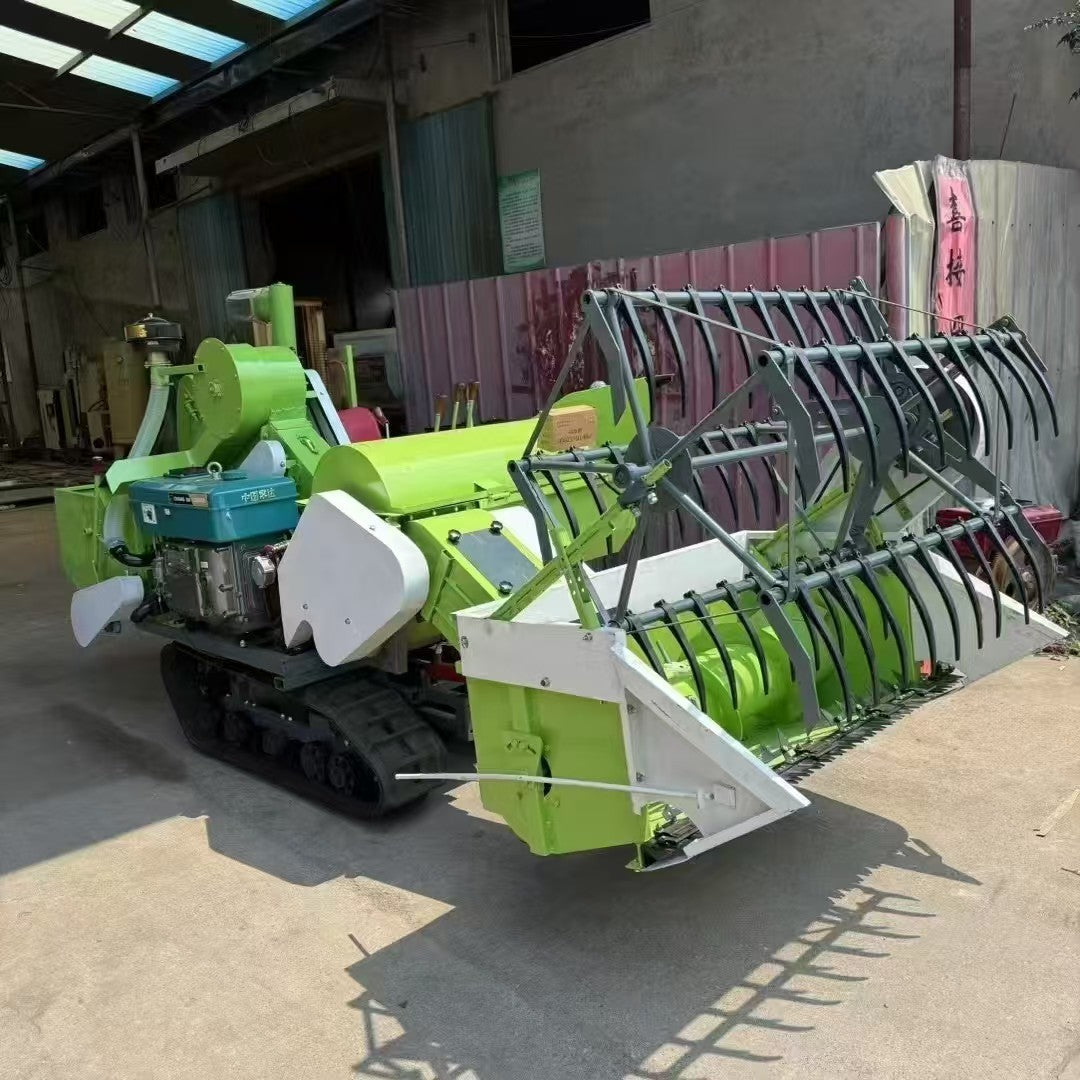Small Crawler-Type 25 Horsepower Wheat, Rice, and Soybean Harvester Thresher with Automatic Bagging for Hilly and Mountainous Paddy Fields