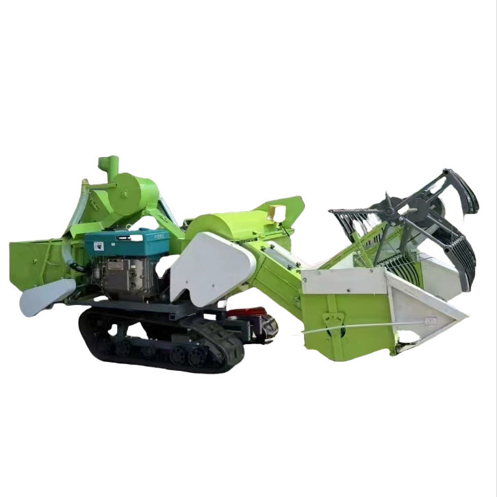 Small Crawler-Type 25 Horsepower Wheat, Rice, and Soybean Harvester Thresher with Automatic Bagging for Hilly and Mountainous Paddy Fields