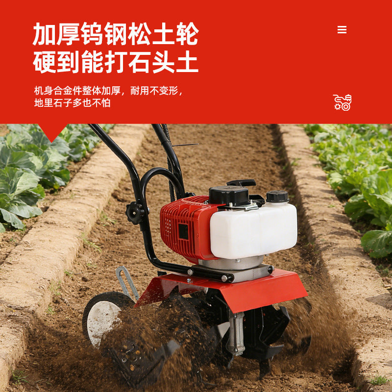 Small Gasoline Micro-Tiller Agricultural Machinery Multi-Functional Agricultural Land Cultivator Mini Household Rotary Tiller Wholesale