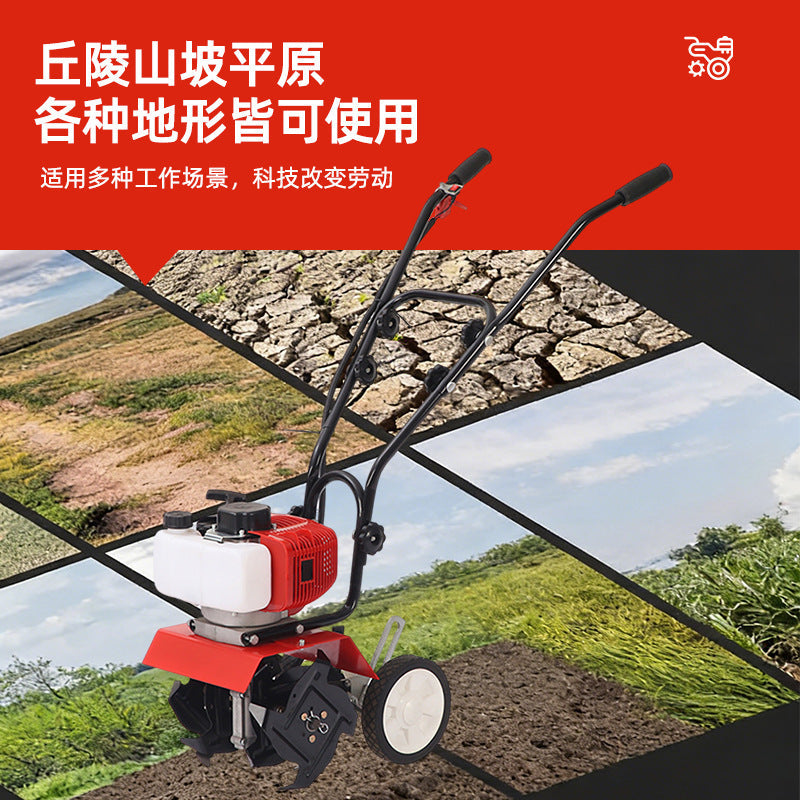 Small Gasoline Micro-Tiller Agricultural Machinery Multi-Functional Agricultural Land Cultivator Mini Household Rotary Tiller Wholesale