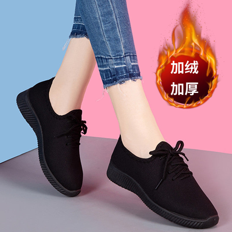 A generation of spring and autumn canvas shoes old Beijing cloth shoes women's soft bottom sneakers breathable casual shoes plus velvet cotton shoes