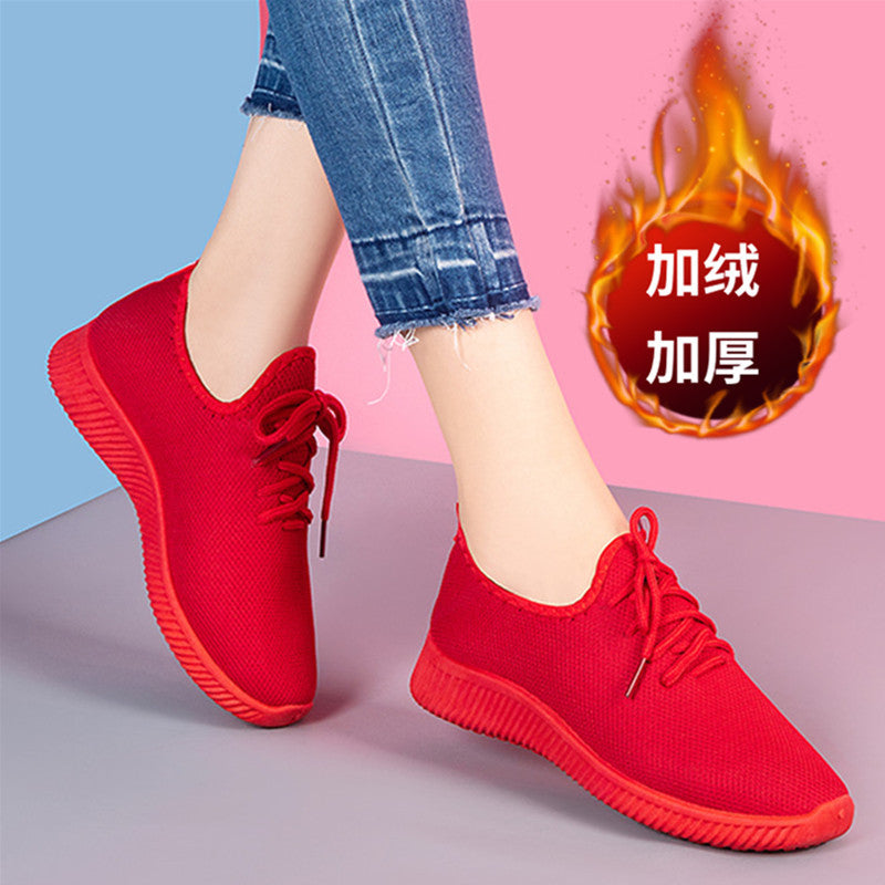 A generation of spring and autumn canvas shoes old Beijing cloth shoes women's soft bottom sneakers breathable casual shoes plus velvet cotton shoes