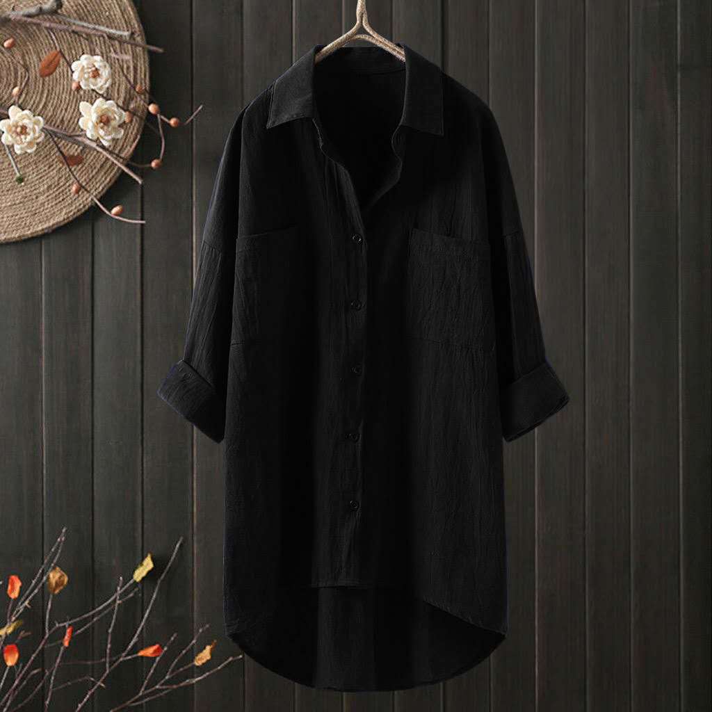 Autumn Women's Clothing New Korean Style Pure Color Cotton and Linen Shirts Loose Autum Tops Shirts Women's Shirts
