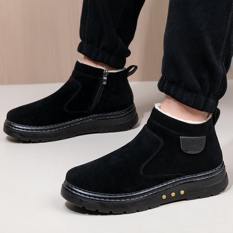 Warm Non-slip Sheep Wool Plus Velvet Thick Cotton Shoes