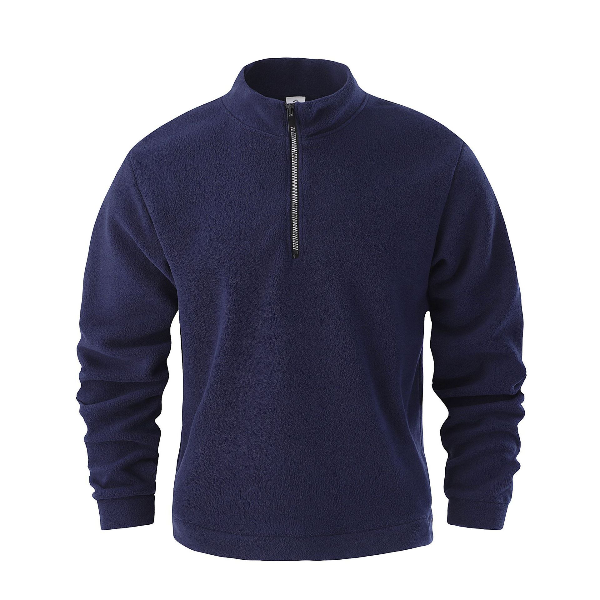 Men's Casual Pullover Jacquard Fleece Stand-up Collar Sweatshirt