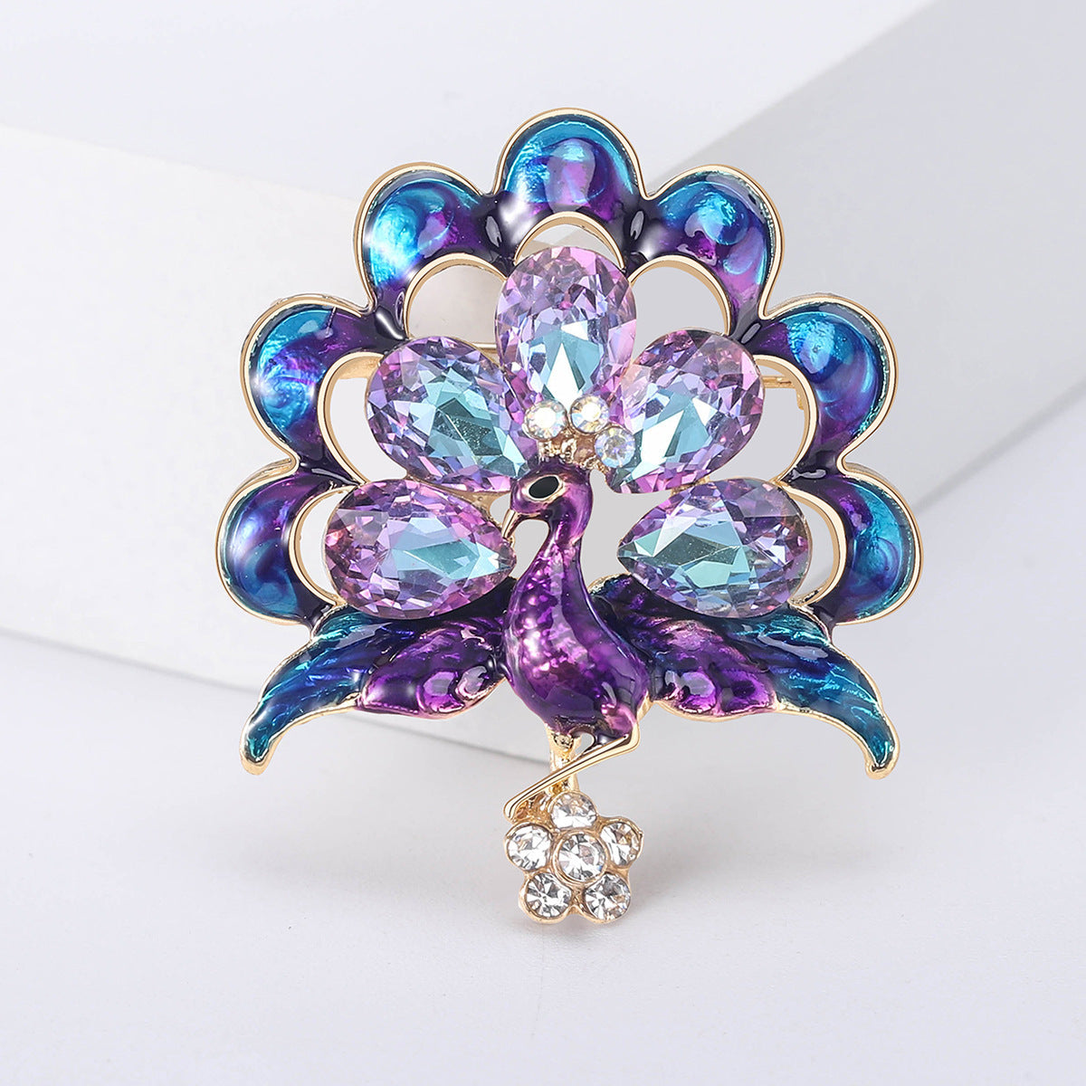 Diamond Peacock Brooch Female Corsage Pin Accessories Fashion