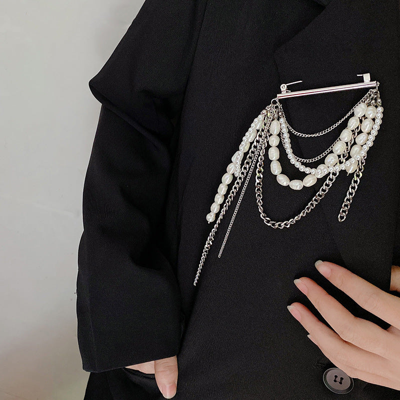 Korean Style Tassel Pearl Pin Internet Celebrity All-match Corsage