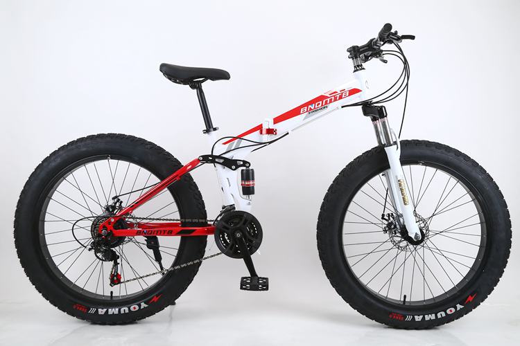 Folding beach snow bike double shock absorption double disc brake soft tail mountain bike 4.0 widened large tire bicycle zxc