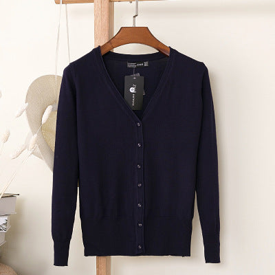 Foreign trade export spring and autumn loose sweater sweater top women's cardigan thin spring and autumn long sleeve coat