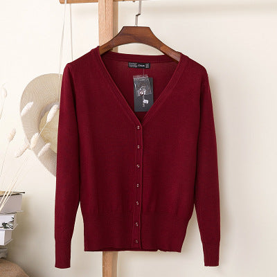 Foreign trade export spring and autumn loose sweater sweater top women's cardigan thin spring and autumn long sleeve coat