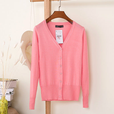 Foreign trade export spring and autumn loose sweater sweater top women's cardigan thin spring and autumn long sleeve coat