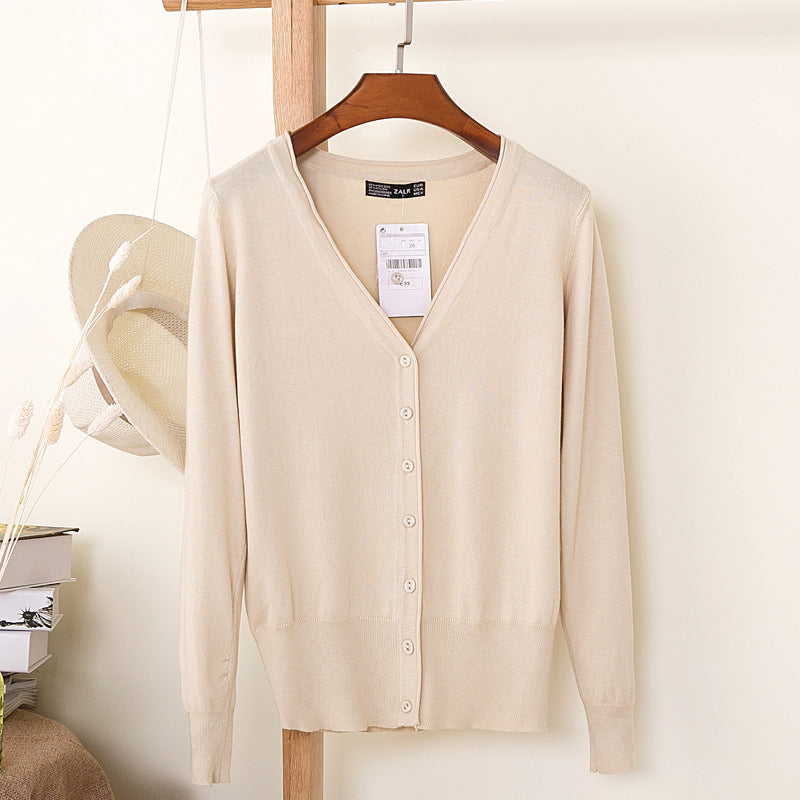Foreign trade export spring and autumn loose sweater sweater top women's cardigan thin spring and autumn long sleeve coat