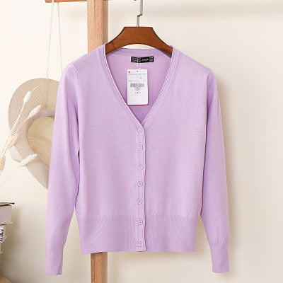 Foreign trade export spring and autumn loose sweater sweater top women's cardigan thin spring and autumn long sleeve coat