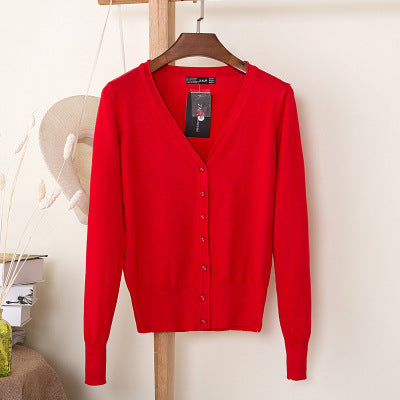Foreign trade export spring and autumn loose sweater sweater top women's cardigan thin spring and autumn long sleeve coat